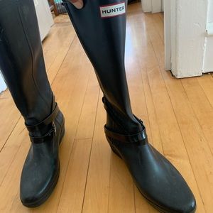 Black Hunter Wedge rain boots